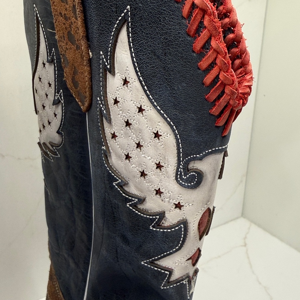 J.B. Dillon Leather Boots - Red white and blue - Picture 9 of 13